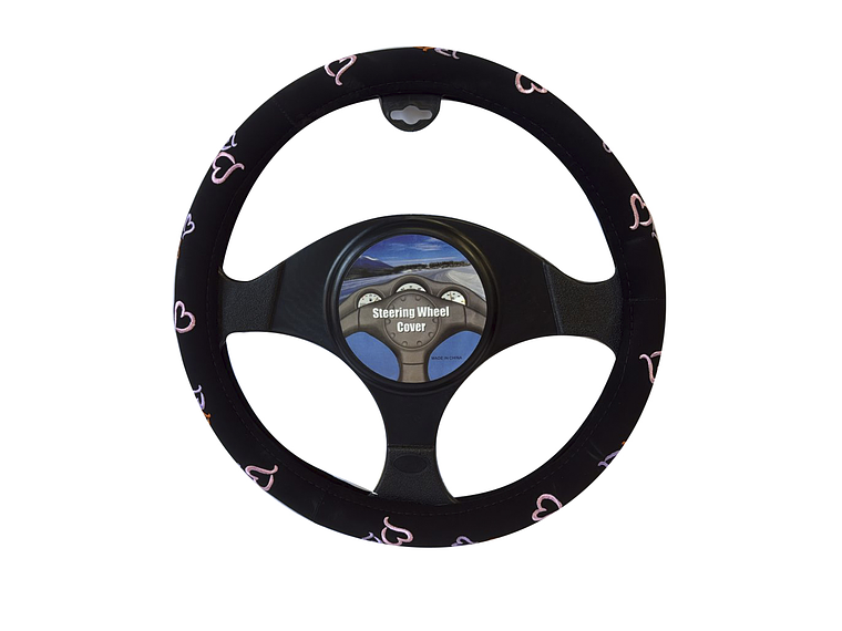 CUBRE VOLANTE NEGRO CON CORAZONES 1