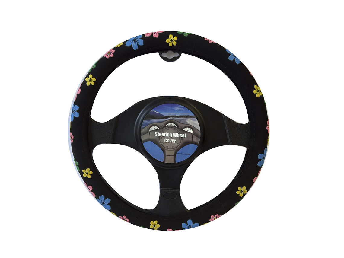 CUBRE VOLANTE NEGRO CON FLORES 1