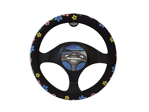 CUBRE VOLANTE NEGRO CON FLORES