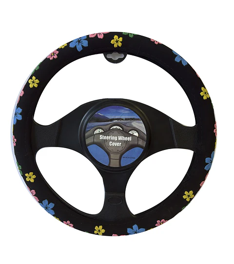 CUBRE VOLANTE NEGRO CON FLORES