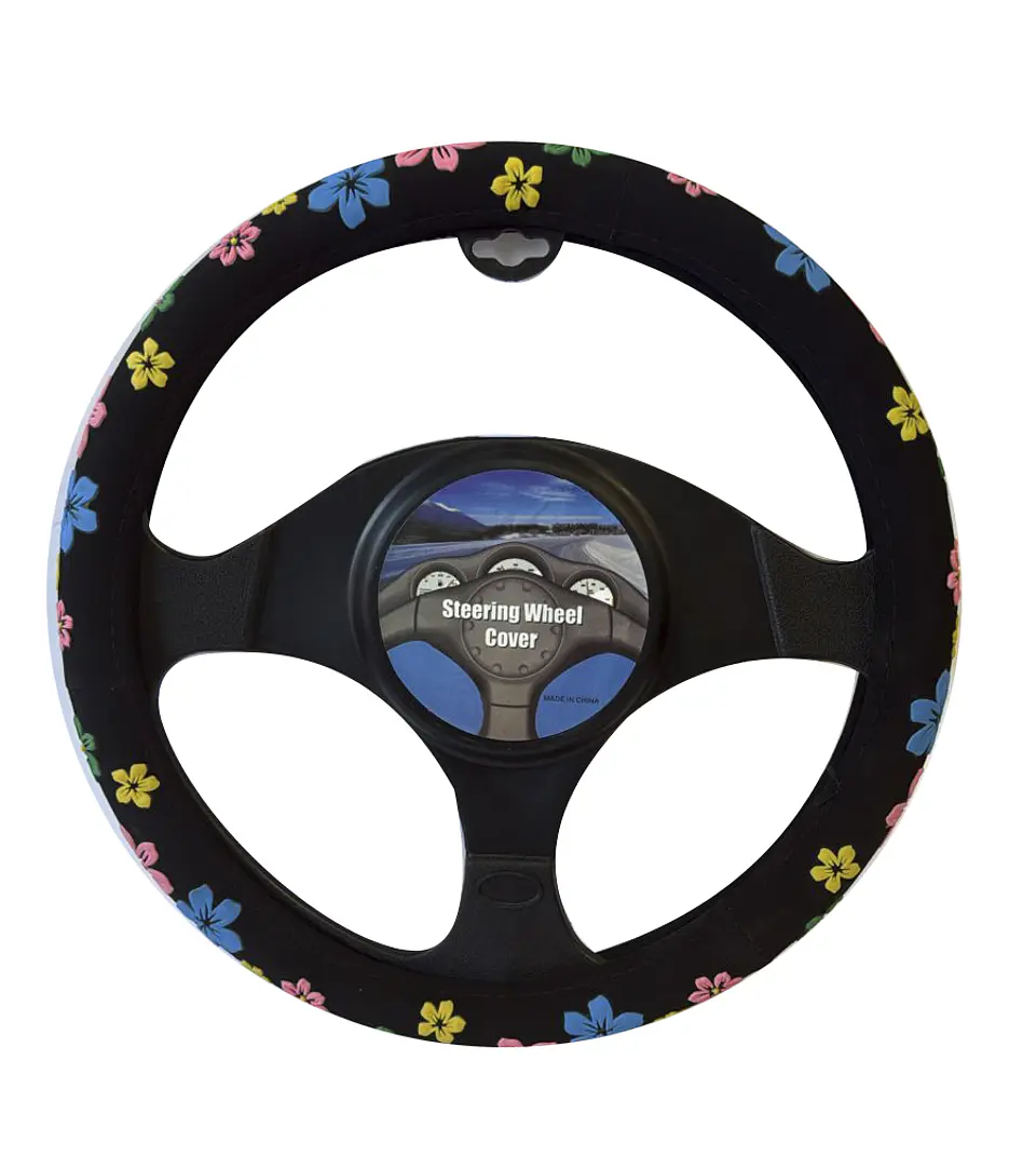 CUBRE VOLANTE NEGRO CON FLORES 1