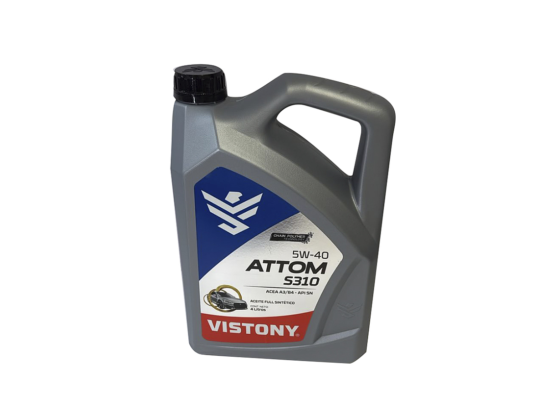 ACEITE ATTOM S310 SAE 5W40 ACEA A5/-API 4 LITROS VISTONY 1
