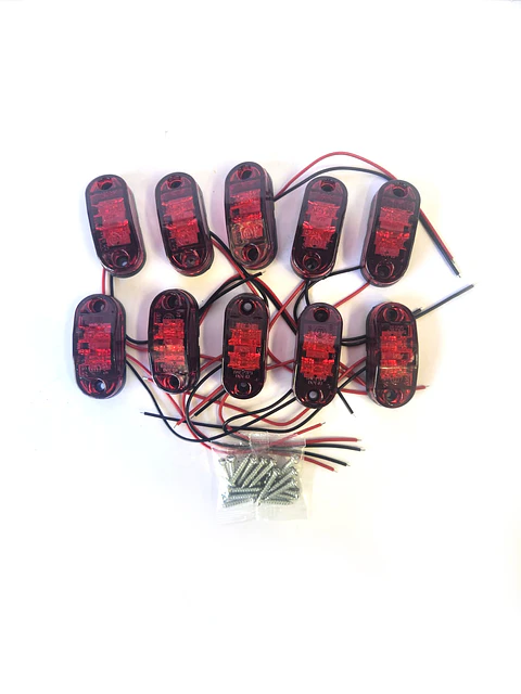 Luz Lateral LED Ovalada Rojo 2 led, Set 10 unidades