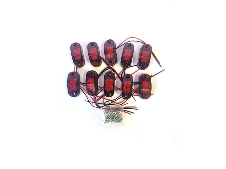 Luz Lateral LED Ovalada Rojo 2 led, Set 10 unidades 1