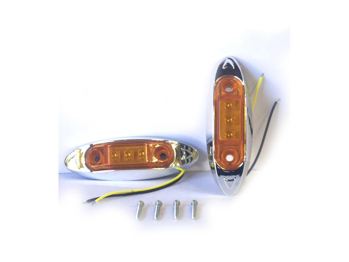 Luz Lateral LED Ovalada Aerodin mica Ambar. 3 led, Set 2 unidades 1