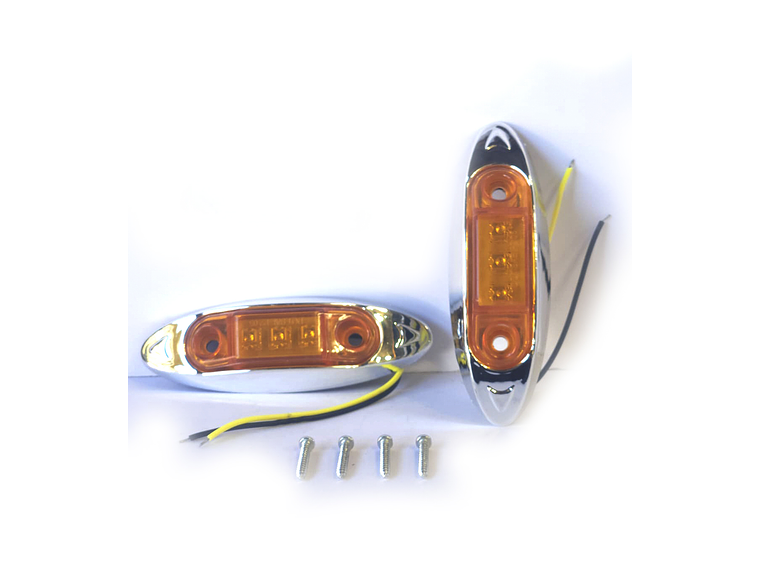 Luz Lateral LED Ovalada Aerodin mica Ambar. 3 led, Set 2 unidades 1