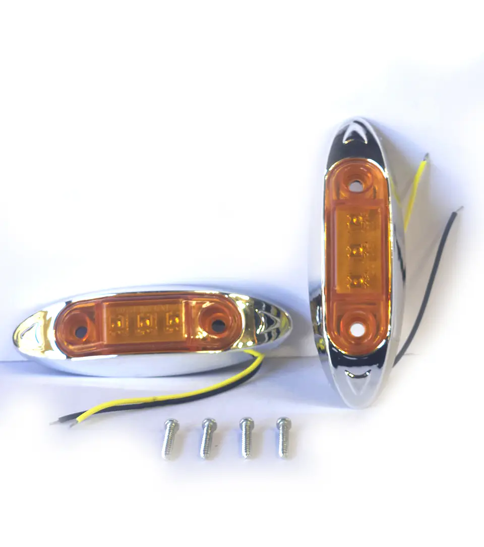 Luz Lateral LED Ovalada Aerodin mica Ambar. 3 led, Set 2 unidades 1