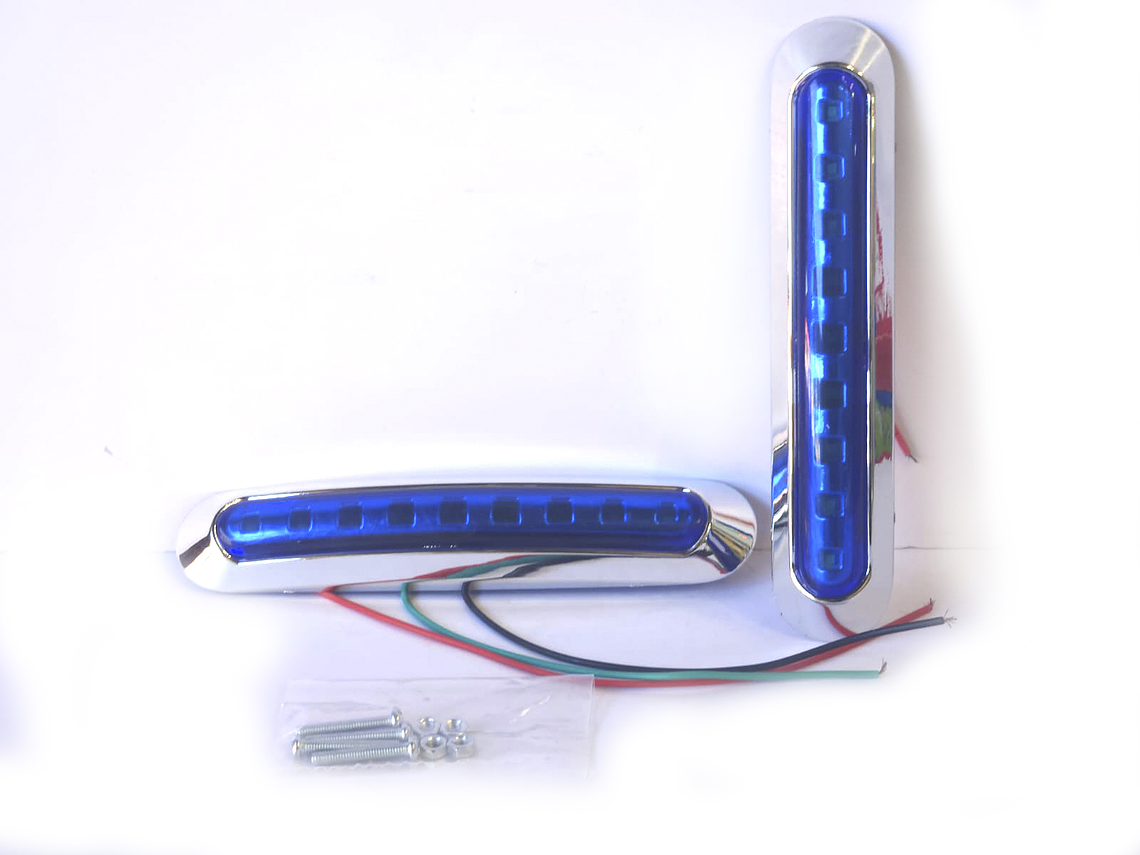 Luz Lateral LED Alargada Azul,8 Led/ Set de 2 unidades  1