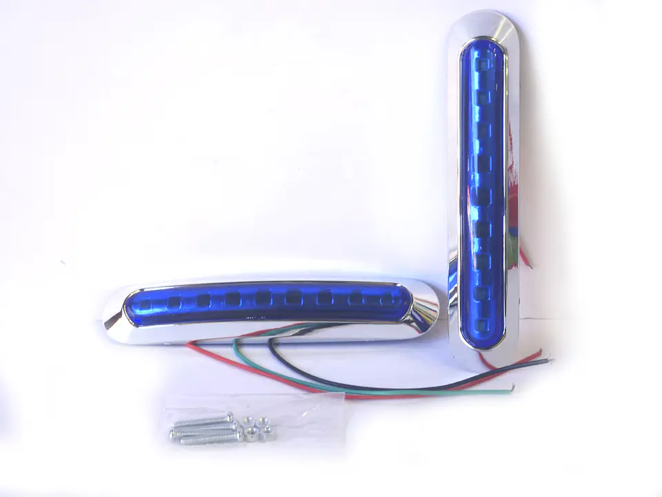 Luz Lateral LED Alargada Azul,8 Led/ Set de 2 unidades  1