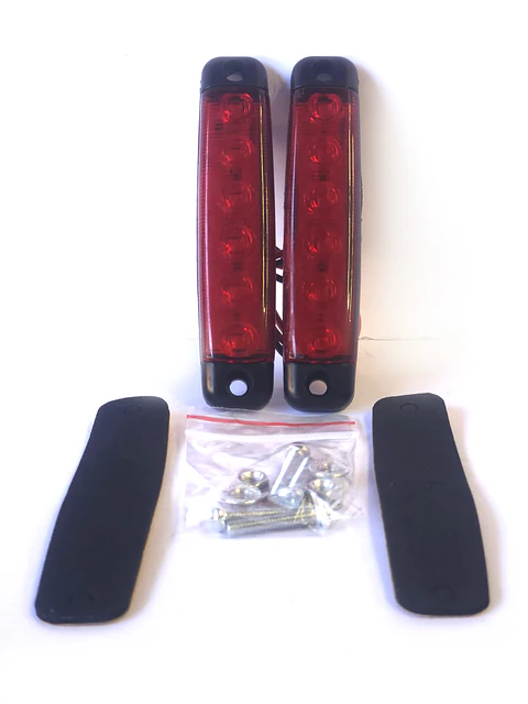 Luz Lateral LED Rectangular  ROJO, 6 Led - Set 2 unidades