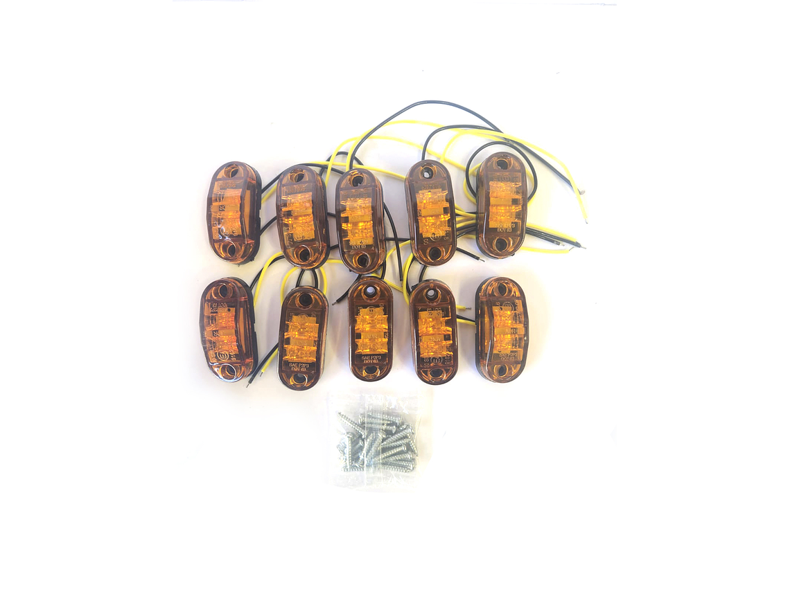 Luz Lateral LED Ovalada Ambar 2 led, Set 10 unidades 1