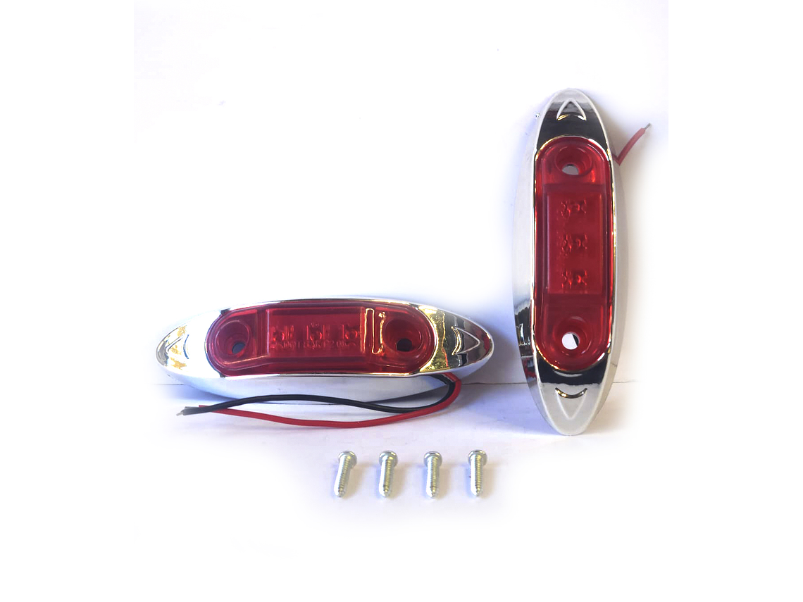 Luz Lateral LED Ovalada Aerodin mica Rojo,3 led, Set 2 unidades 1