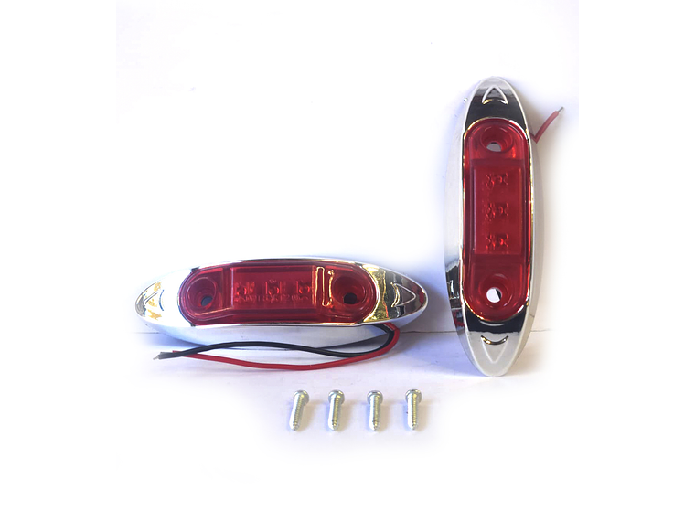 Luz Lateral LED Ovalada Aerodin mica Rojo,3 led, Set 2 unidades 1
