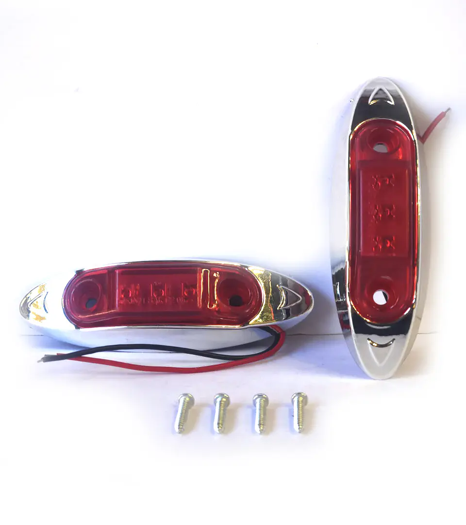 Luz Lateral LED Ovalada Aerodin mica Rojo,3 led, Set 2 unidades 1