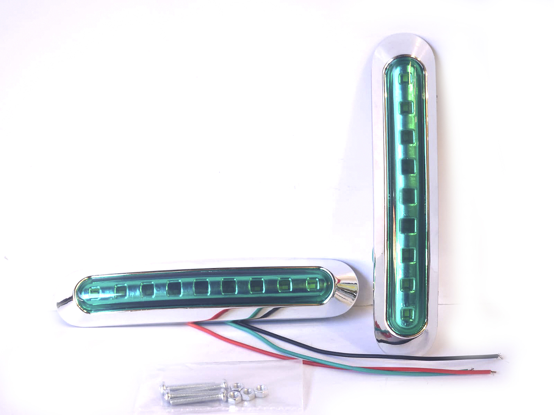 Luz Lateral LED Alargada Verde,8 Led/ Set de 2 unidades  1