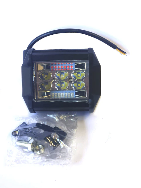 Faro de Trabajo LED Rectangular Alta Potencia, 6 LED blancos, 14 Multicolor 2 posiciones 