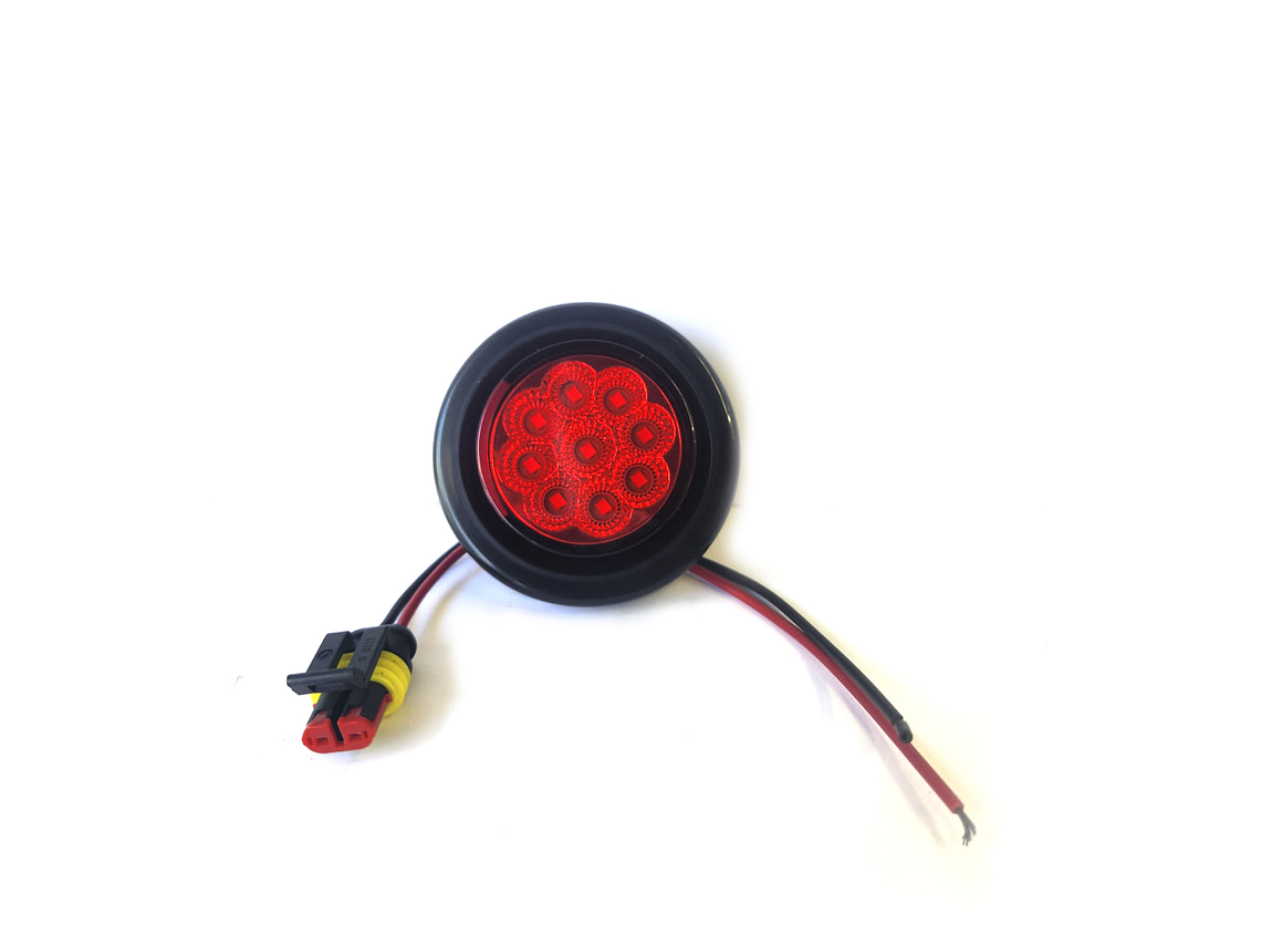 Luz Lateral LED Redondo 2 pulgadas ROJO, Con Conector 1