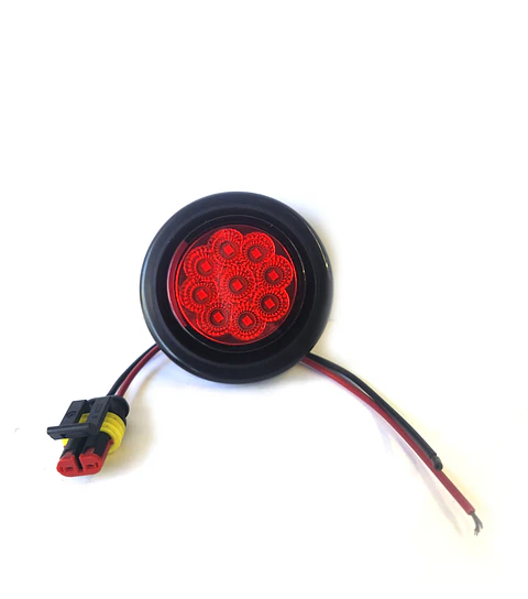 Luz Lateral LED Redondo 2 pulgadas ROJO, Con Conector