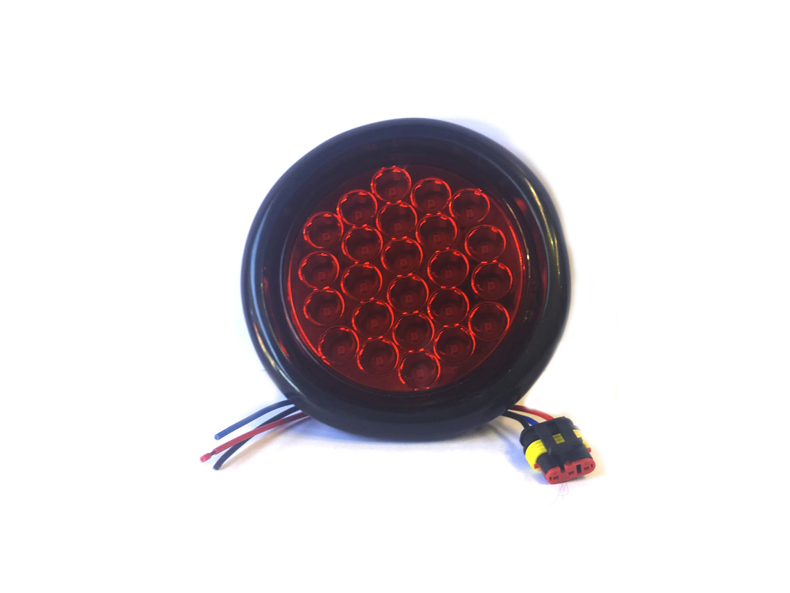 Faro Trasero LED Circular ROJO, 24 LED , con Conector 1