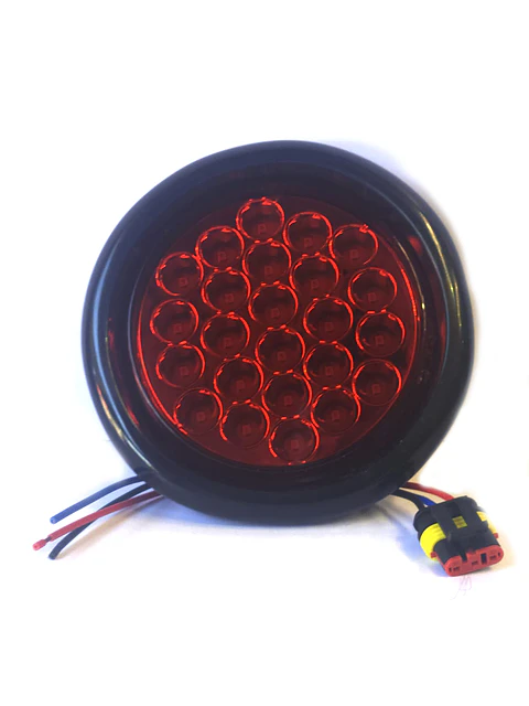 Faro Trasero LED Circular ROJO, 24 LED , con Conector