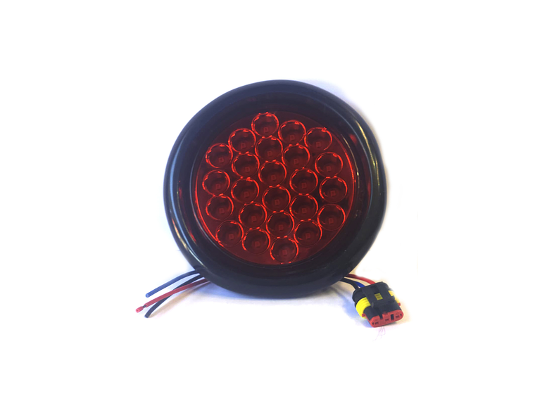 Faro Trasero LED Circular ROJO, 24 LED , con Conector 1