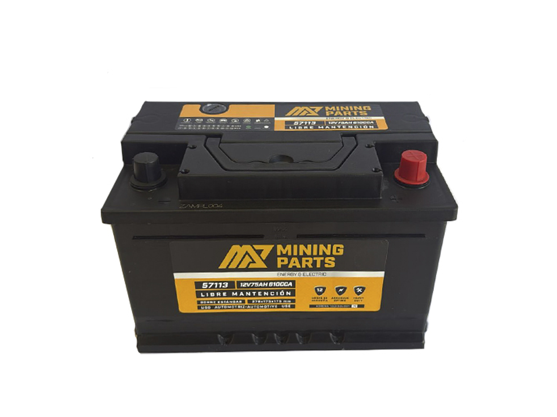 BATERIA 12V 75 AH 610 CCA BORNE POSITIVO DERECHO 3