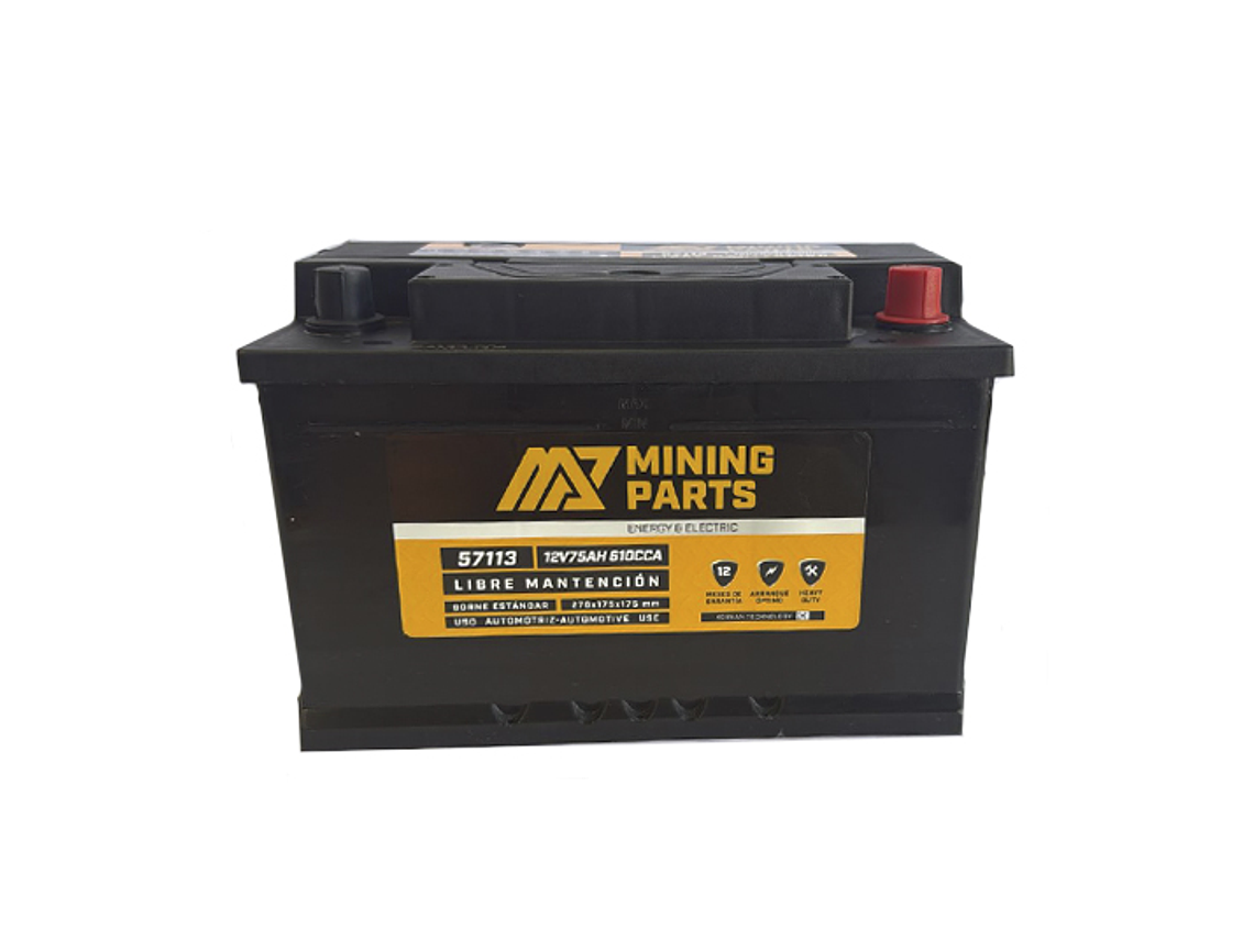BATERIA 12V 75 AH 610 CCA BORNE POSITIVO DERECHO 1
