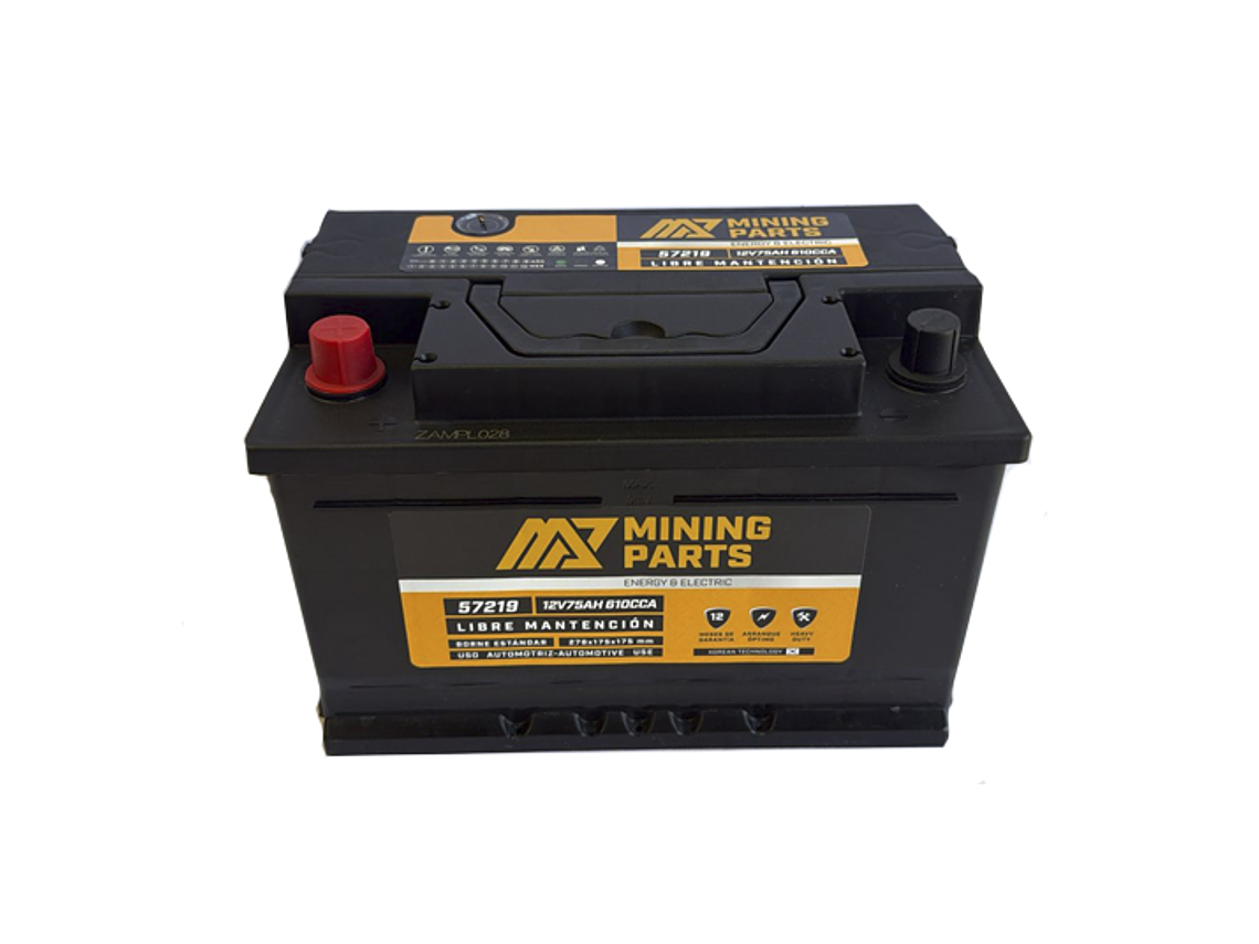 BATERIA 12V 75 AH BORNE POSITIVO IZQUIERDO 3