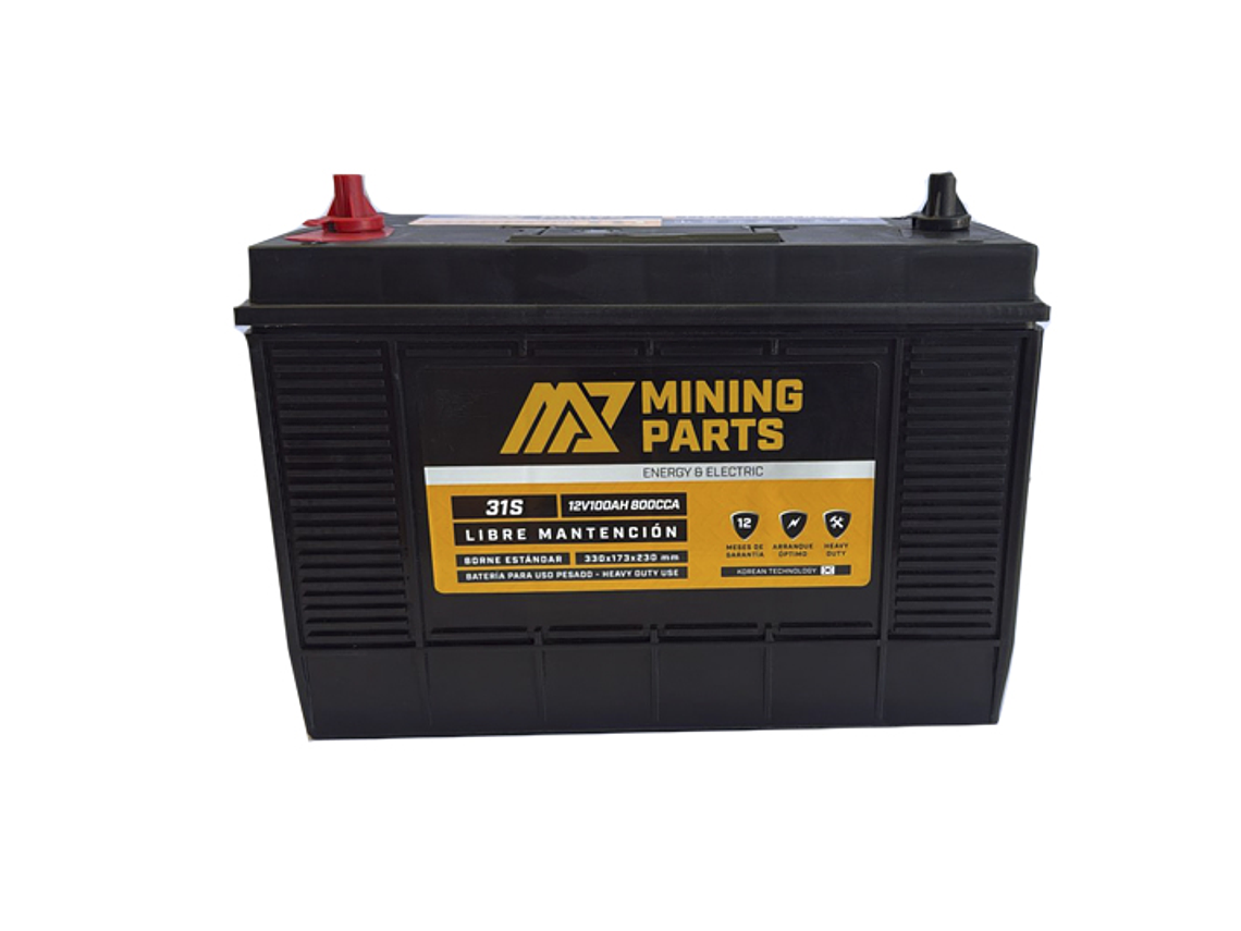 BATERIA 12V 100 AH 800 CCA PERNO CENTRADO POSITIVO IZQUIERDO 1