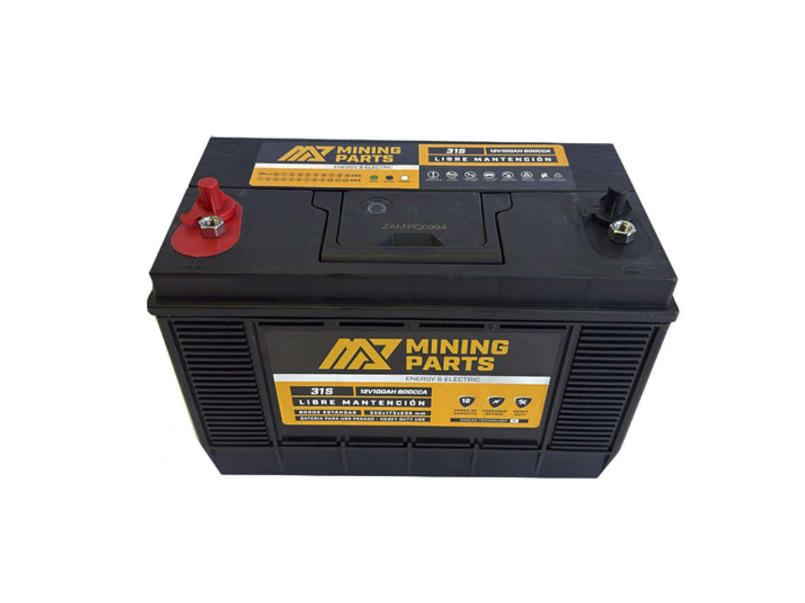 BATERIA 12V 100 AH 800 CCA PERNO CENTRADO POSITIVO IZQUIERDO 3