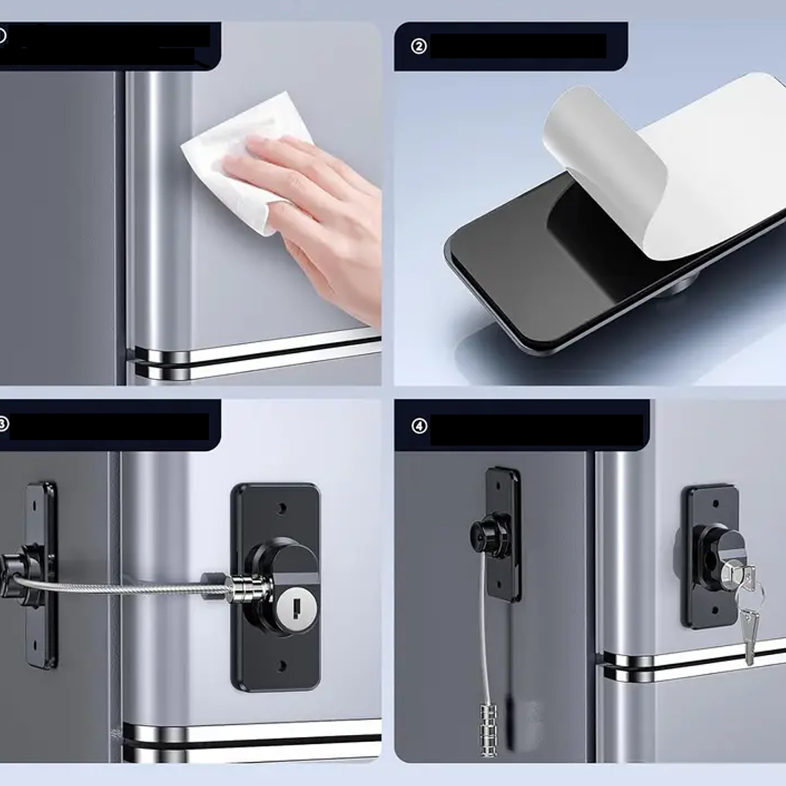 Cerraduras adhesiva para refrigerador, congelador y cajones 2