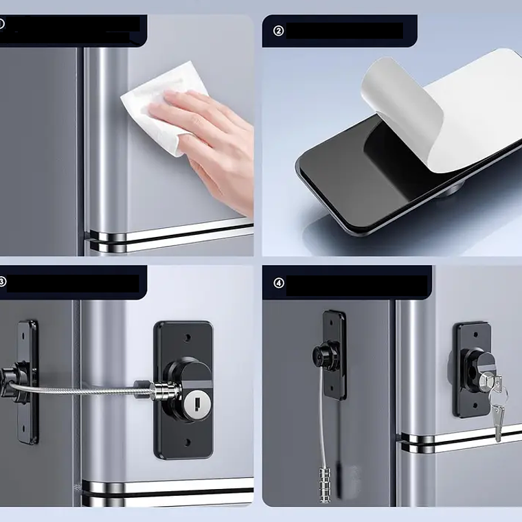 Cerraduras adhesiva para refrigerador, congelador y cajones 2