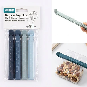 Set 4 Ganchos Clips Selladores De Bolsas  Con Fecha