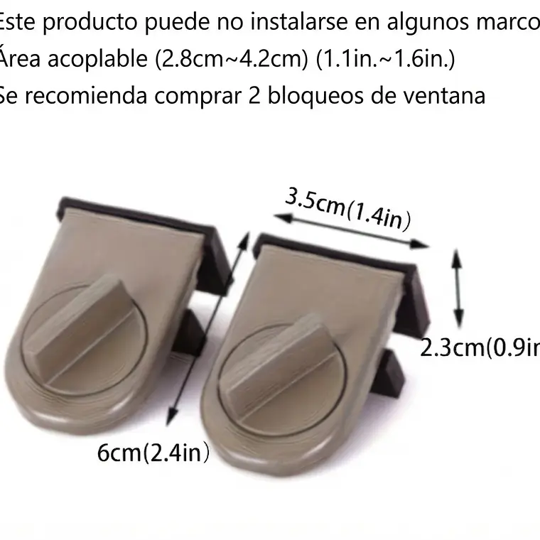 2 Pack de Cerradura de Seguridad para Ventanas Corredizas 3