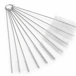 Set 10 Cepillos Limpieza con Mango Acero Inoxidable