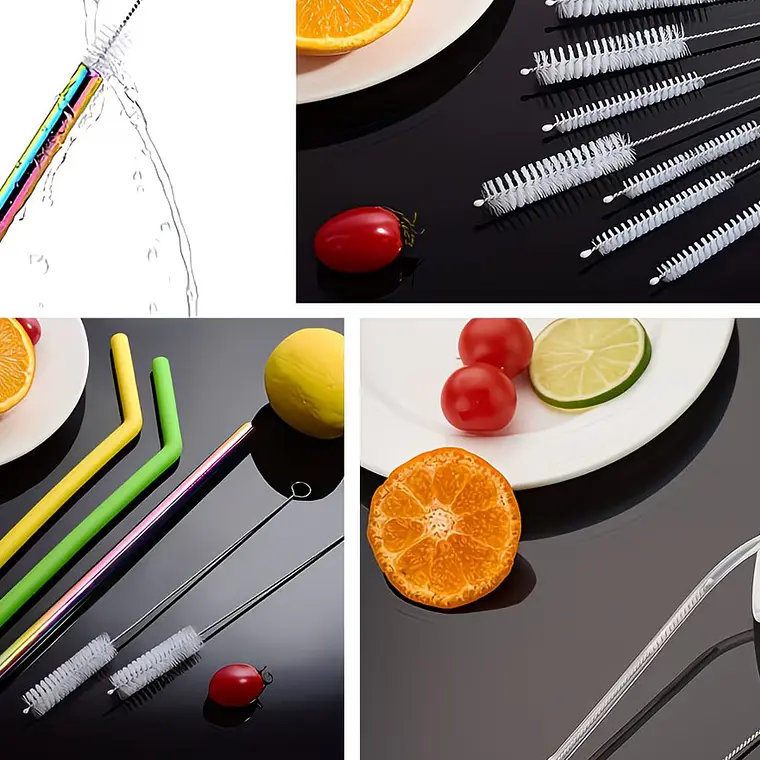 Set 10 Cepillos Limpieza con Mango Acero Inoxidable 6
