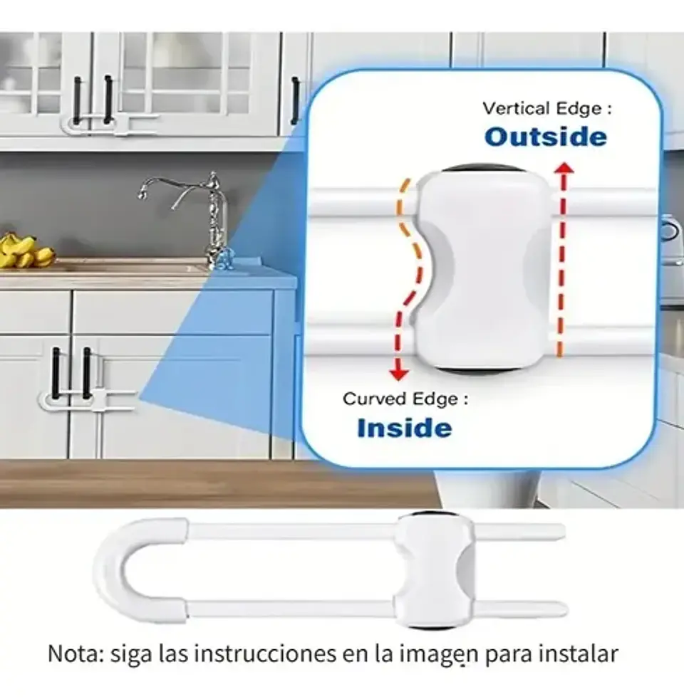 2 Cerraduras Tipo U Para Gabinetes Y Puertas  5