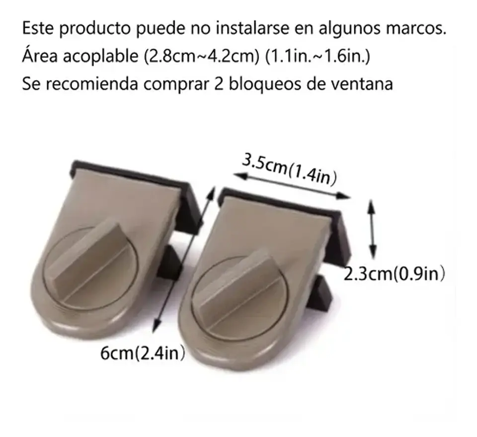 2 Pack De Cerradura De Seguridad Para Ventanas Corredizas 3