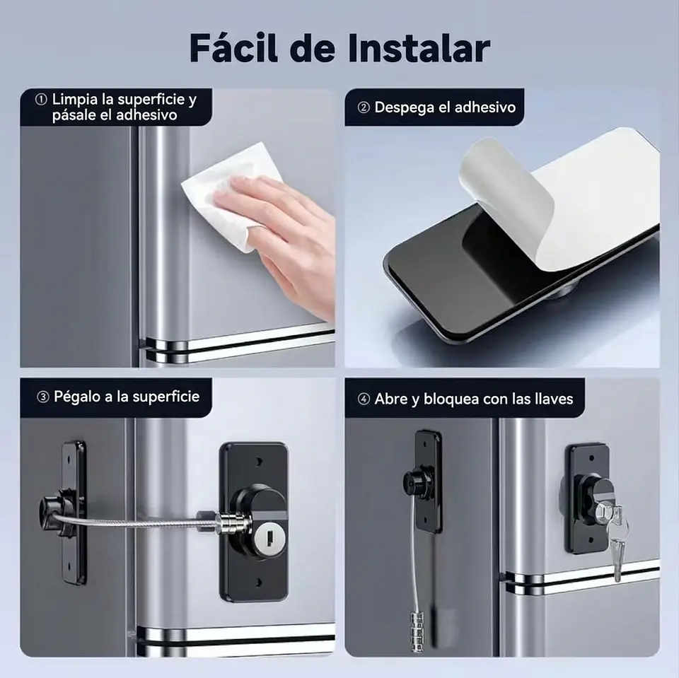 Cerraduras Adhesiva Para Refrigerador, Congelador Y Cajones 6
