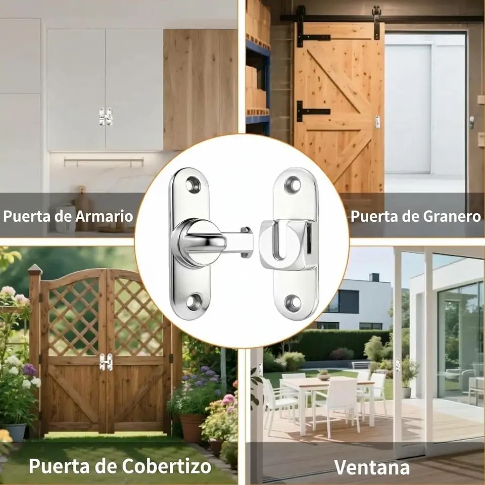 Cerradura Tipo Granero 90° Y 180° Para Puerta Abatible 5