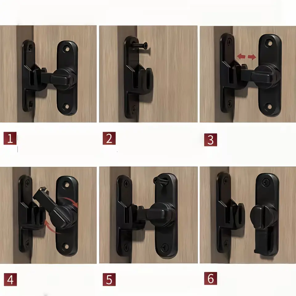 Cerradura Tipo Granero 90° Y 180° Para Puerta Abatible 11