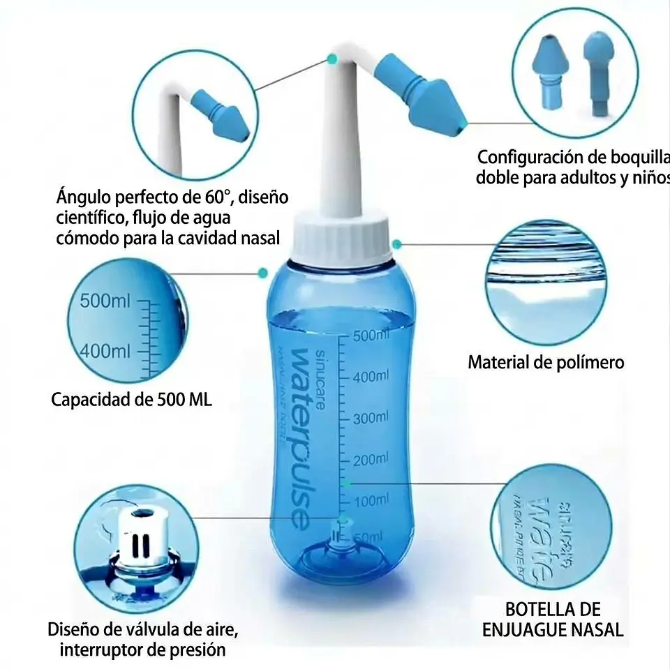 Limpiador Irrigador Nasal Waterpulse 500ml Azul 2