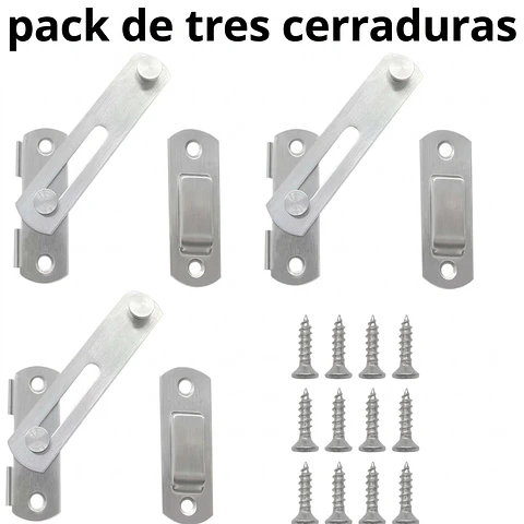 Pack De Tres (03) Cerraduras Tipo Granero 180°