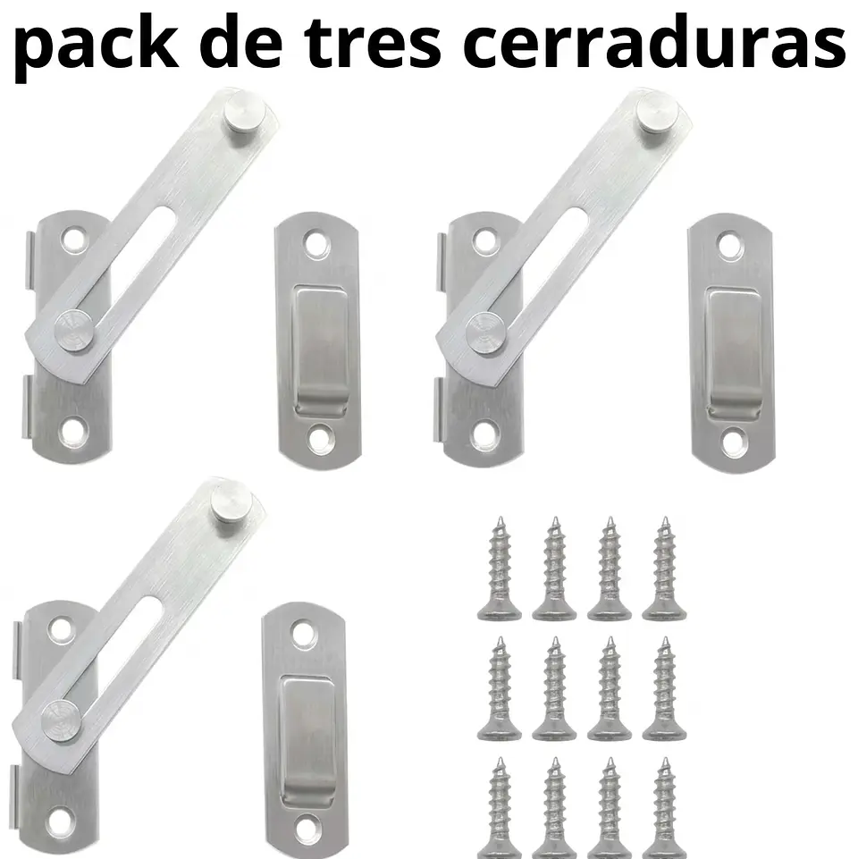 Pack De Tres (03) Cerraduras Tipo Granero 180° 1