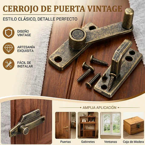 Cerradura Granero Vintage Antiguo 180°