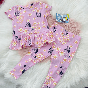 Conjunto Bluey con Flores - T18M