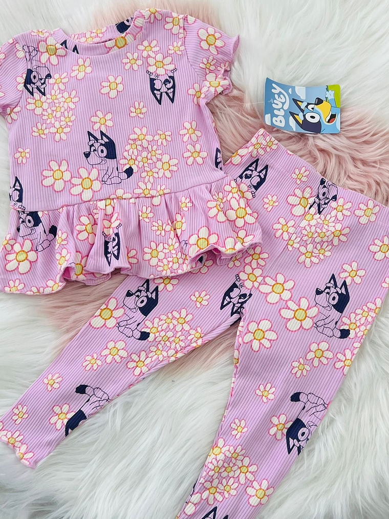 Conjunto Bluey con Flores - T18M 1