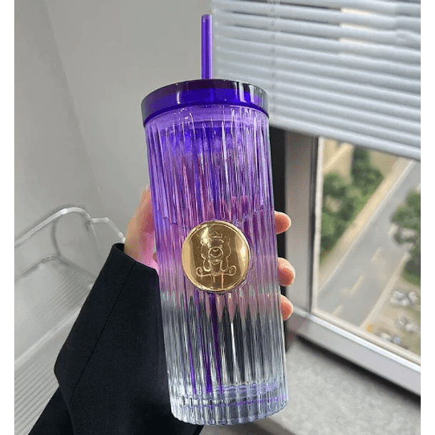 Vaso de vidrio + bombilla 470ML 1