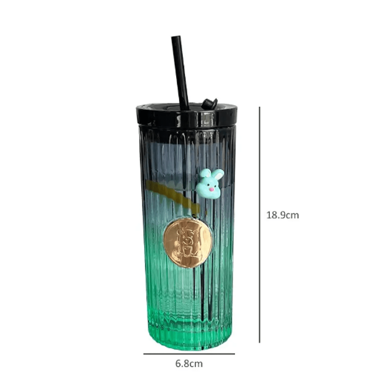 Vaso de vidrio + bombilla 470ML 2