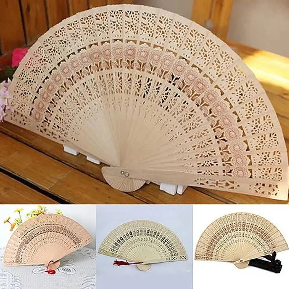 Abanico Bambú Elegante Madera 1